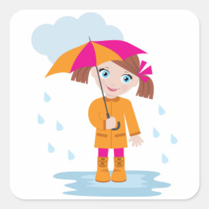 Girl Under An Umbrella Stickers