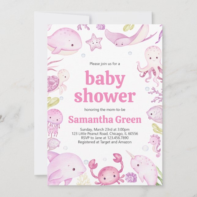 Girl Under the Sea Baby Shower Invitation (Front)