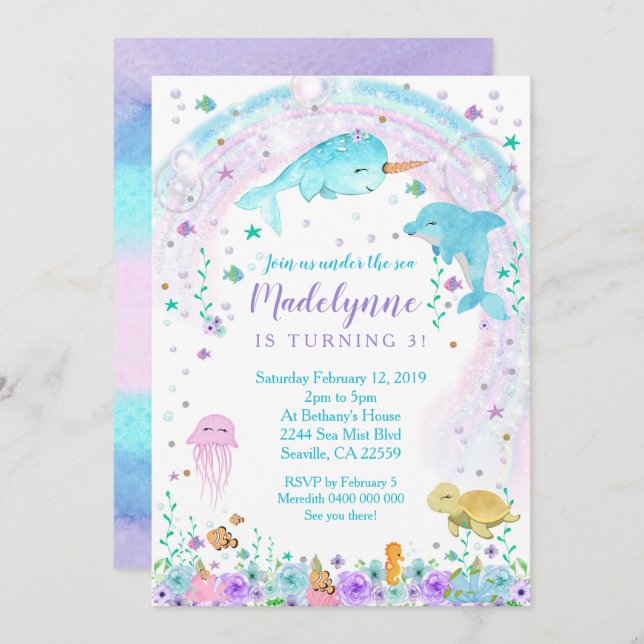 Girl Under the Sea Invitation (Front/Back)