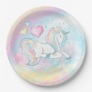 Girl Unicorn Baby Shower Paper Plates