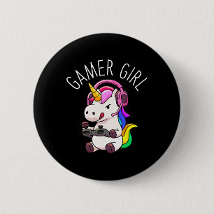 Girl Unicorn Gaming Cute Video Game Gift Women Gir 6 Cm Round Badge