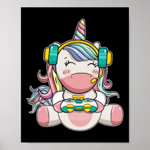 Girl Unicorn Gaming Cute Video Game Women Girls Poster