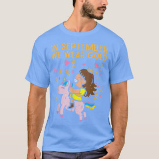 Girl Unicorn September Wear Gold Childhood Cancer  T-Shirt