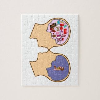 Girl V Guy funny design - Customisable Jigsaw Puzzle