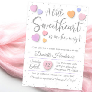 Girl Valentine Heart Baby Shower Invitation