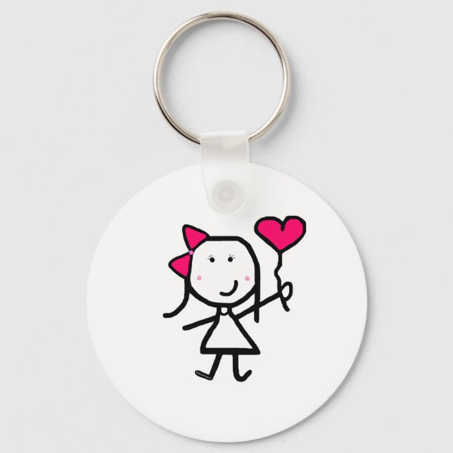 Girl & Valentine Key Ring (Front)