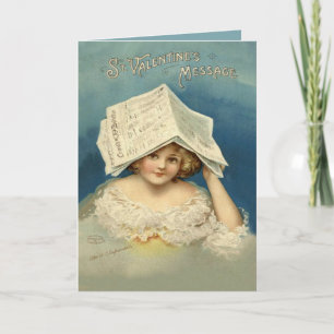 Girl Valentine Newspaper Holiday Card