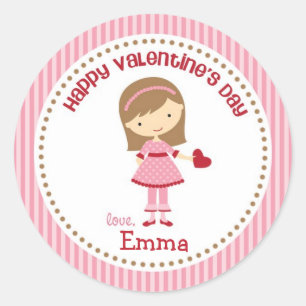 Girl Valentine Stickers (Pink) - Children Kids