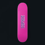 Girl Varsity Magenta Skateboard Personalized Name<br><div class="desc">Girl Varsity Magenta Skateboard Personalized Name – Trendy & Personalized Skater Gift 🛹💖✨ Shred in style with this Custom Name Girly Varsity Skateboard, featuring a bold varsity-style font and a fun, feminine touch! Perfect for girls who love to skate, this trendy skateboard is fully customizable with any name, making it...</div>