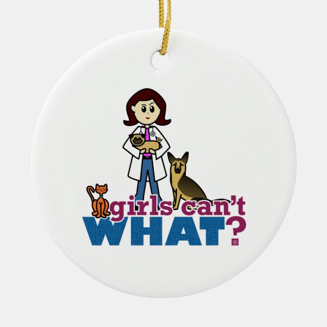 Girl Veterinarian Ceramic Tree Decoration (Front)