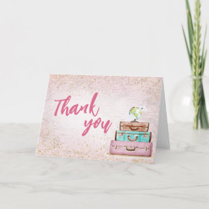 Girl Vintage Adventure Begins Baby Shower Thank You Card