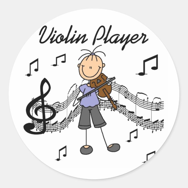 Girl Violin Player Tshirts and Gifts Classic Round Sticker (Front)