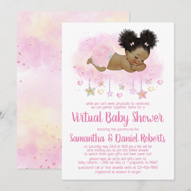 Girl Virtual Drive By Baby Shower Invitation (Front/Back)