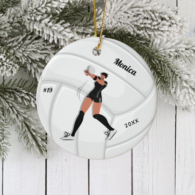 Girl Volleyball Player Kid Name Jersey Team Number Ceramic Tree Decoration (Creator Uploaded)