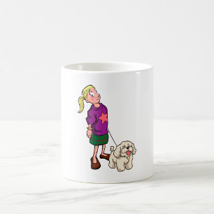 Girl Walking A Dog Coffee Mug