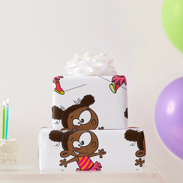 Girl Walking A Tightrope Wrapping Paper (Creator Uploaded)