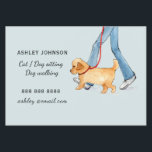 Girl walking dog blue, dog walking  flyer<br><div class="desc">Girl walking dog cute watercolor,  illustrated  Flyer in a grey blue background with rounded corners. 
This business card will be perfect for Dog walker,  Pet Groomer,   Pet Care,  Pet Sitter business
All text style,  colours,  sizes can be modified to fit your needs</div>