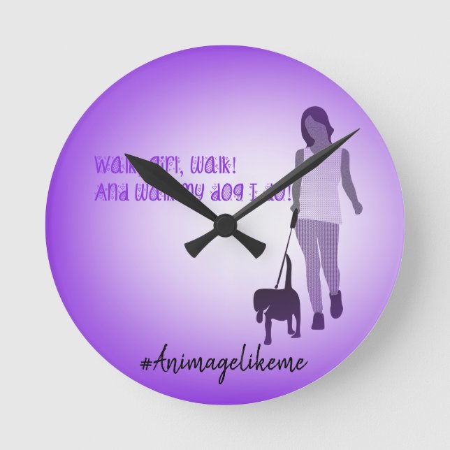Girl Walking Dog Clock (Front)