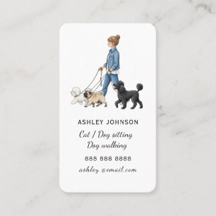 Girl Walking Dog Pet sitter Dog Walker Business Card