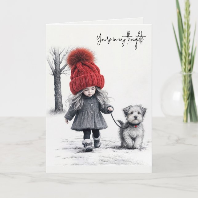 Girl Walking Her Dog Card (Front)