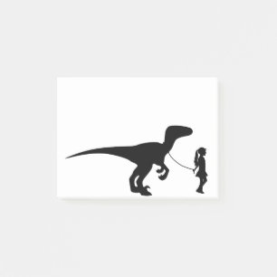 Girl Walking Her Pet Dinosaur Funny Gag Gift Idea Post-it Notes