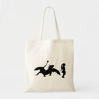 Girl Walking Her Pet Dragon Funny Gag Gift Idea Tote Bag
