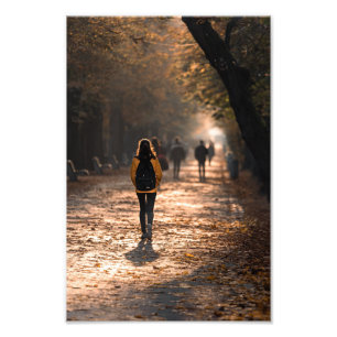 Girl Walking on a Lane inside Park  Photo Print