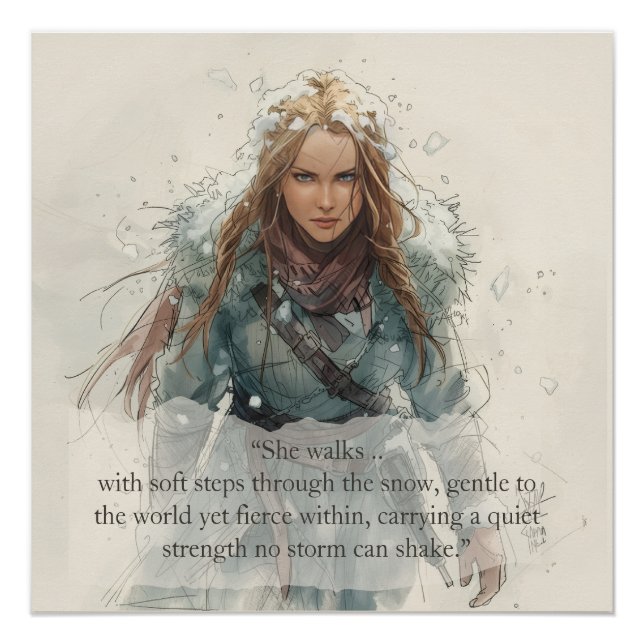 Girl Walking Through Snow – Inspirational Poster (Front)
