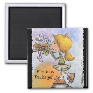 Girl Watches Birds-Precious Package Magnet