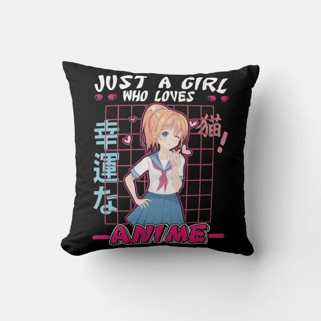 Girl Watching Anime lover Otaku Japanese Art Cushion (Front)