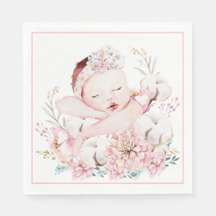 Girl Watercolor Baby Shower Paper Napkins