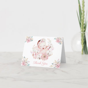 Girl Watercolor Baby Thank You Cards
