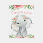Girl Watercolor Floral Elephant Personalised