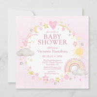 Girl Watercolor Rainbow Baby Shower
