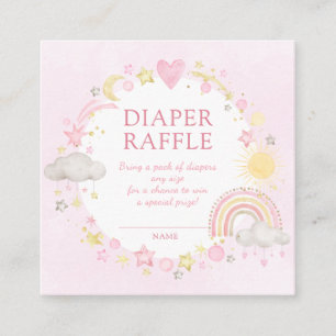 Girl Watercolor Rainbow Diaper Raffle Enclosure Card