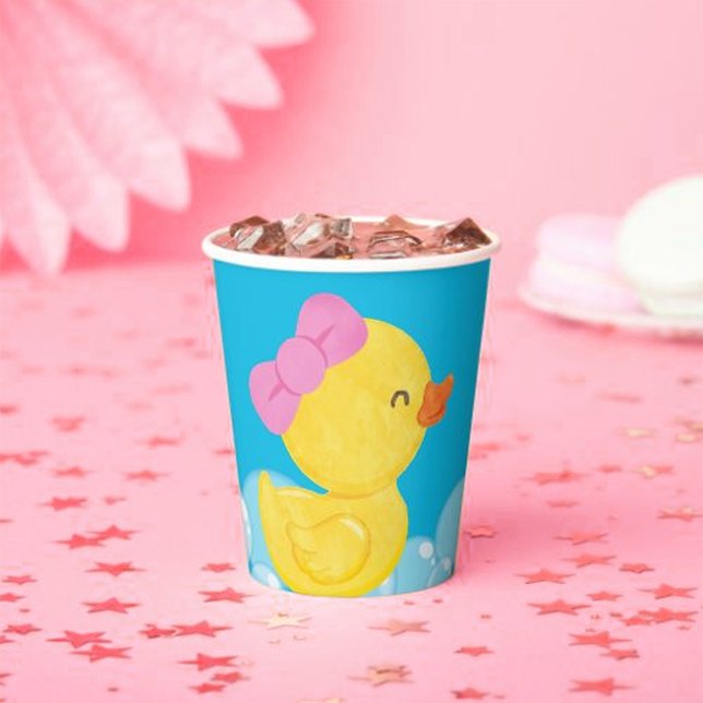 Girl Watercolor Rubber Duck Party  Paper Cups (Creator Uploaded)