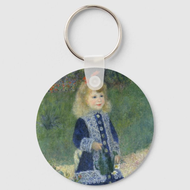 Girl Watering Can Renoir Impressionist Painting Key Ring (Front)