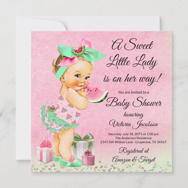 Girl Watermelon Baby Shower Invitation (Front)