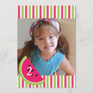 Girl Watermelon Birthday Invitation Pink green