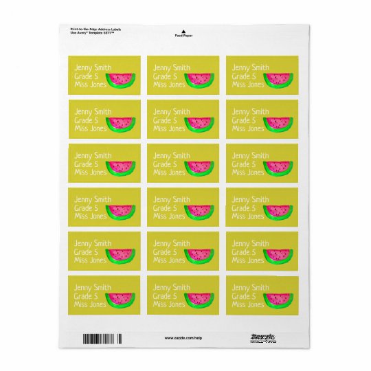 Girl Watermelon Name School Book Labels Zazzle Co Uk