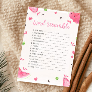 Girl Watermelon Shower Baby Word Scramble Game