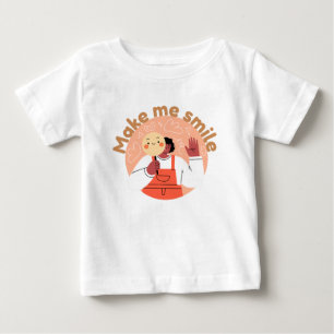 Girl Waving and Smiling Orange Baby T-Shirt