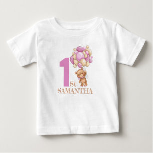 GIRL We can Bearly Wait 1st Teddy Bear Baby T-Shirt