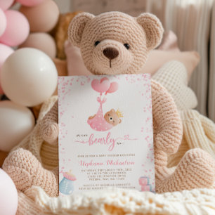 Girl We Can Bearly Wait Baby Shower & Book Request Invitation