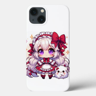 Girl wearing a cute red ribbon iPhone 13 case