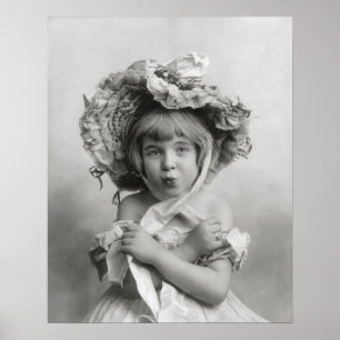Girl Wearing Bonnet, 1902. Vintage Photo Poster