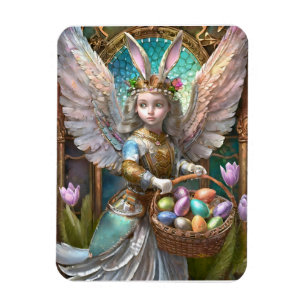 Girl Wearing Easter Bunny Angel Costume Magnet