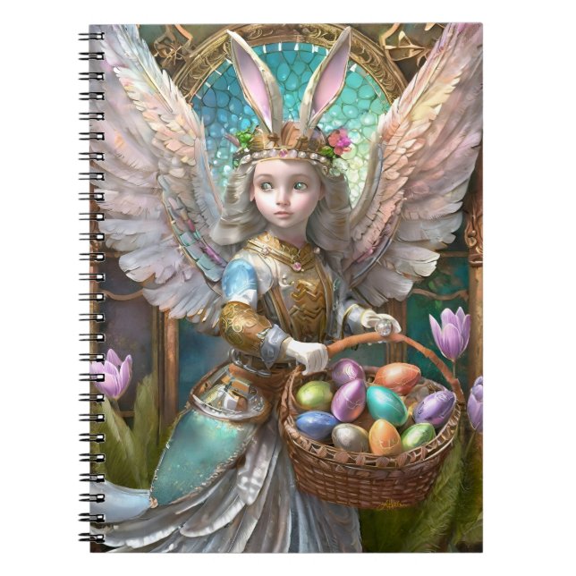 Girl Wearing Easter Bunny Angel Costume Notebook (Front)