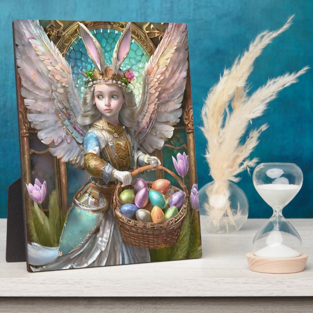 Girl Wearing Easter Bunny Angel Costume Plaque (Side)