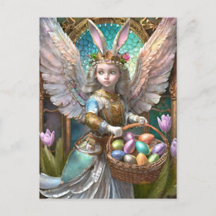 Girl Wearing Easter Bunny Angel Costume Postcard